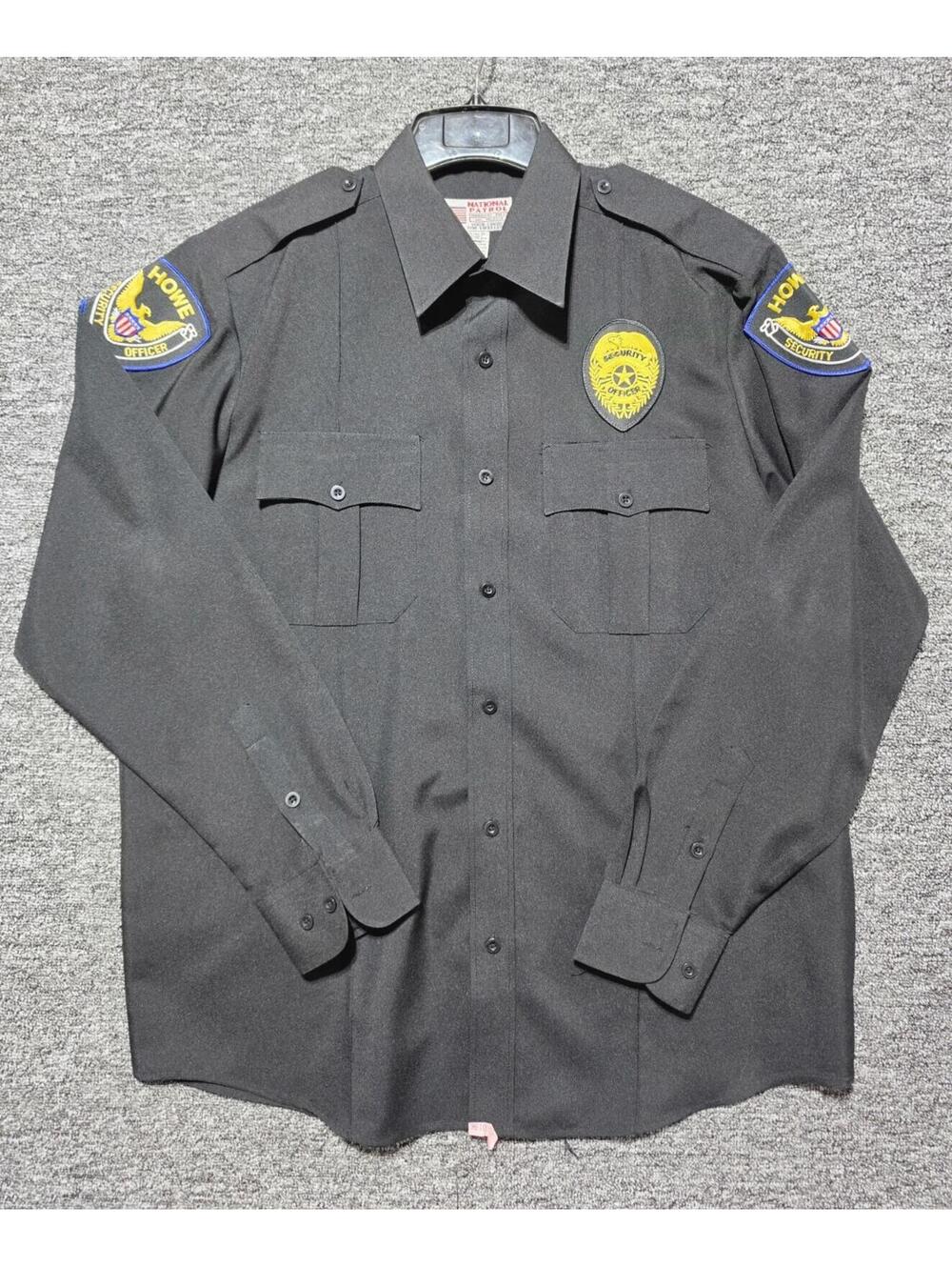 National Patrol Men's Black Security Uniform Work Shirt 16-16 1/2